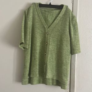 Green knitted skirt and top